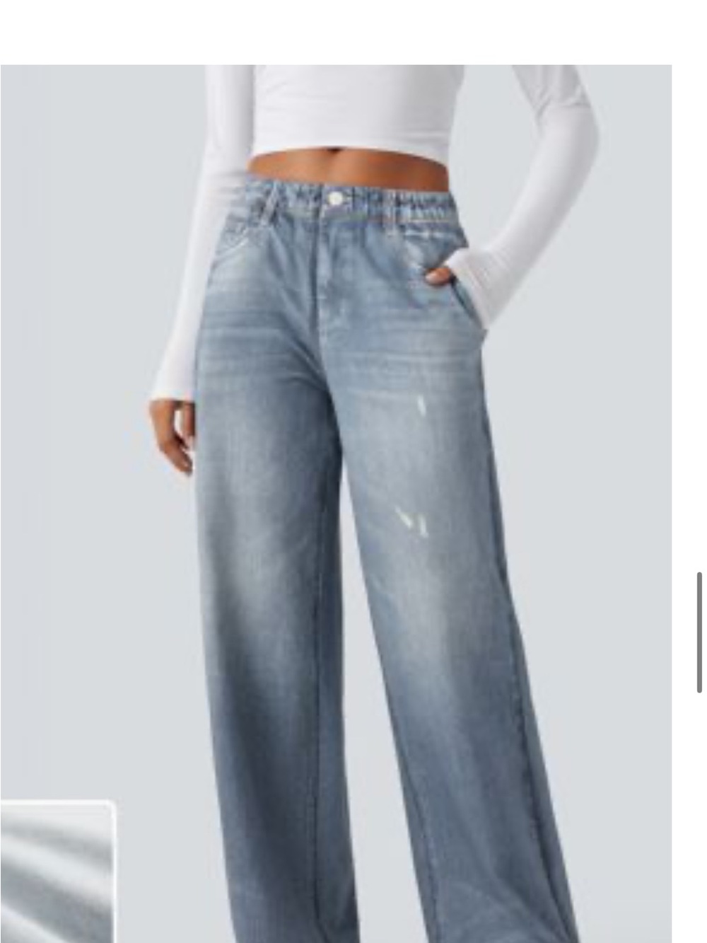 HALARA Relaxed Wide-Leg Jeans in Light Blue Wash